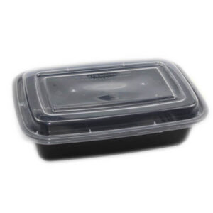 Σκεύος Μικροκυμάτων Αμερικάνικου Τύπου με Καπάκι 1250ml - 50τεμ. Μαύρο