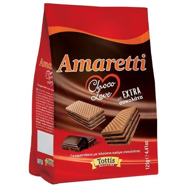 Bingo Amaretti Σοκολάτα - Γκοφρέτα 125gr Choco Love Extra