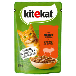Kitekat Γατοτροφή 85gr (Μοσχάρι με Σάλτσα)