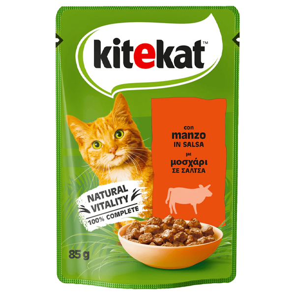 Kitekat Γατοτροφή 85gr (Μοσχάρι με Σάλτσα)