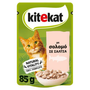 Kitekat Γατοτροφή 85gr (Σολομός με Σάλτσα)