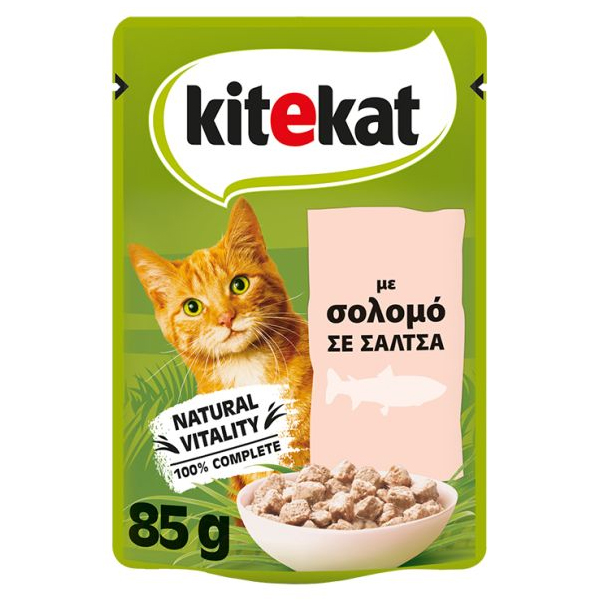 Kitekat Γατοτροφή 85gr (Σολομός με Σάλτσα)