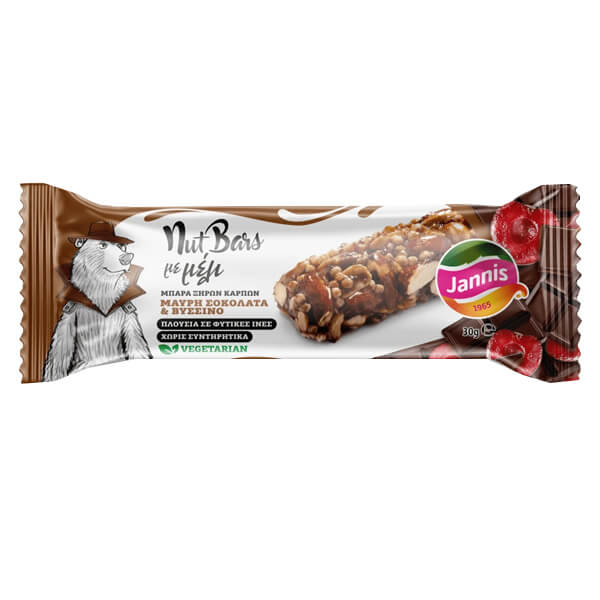 Jannis Μπάρα Ξηρών Καρπών με Μέλι 30gr (Μαύρη Σοκολάτα & Βύσσινο)