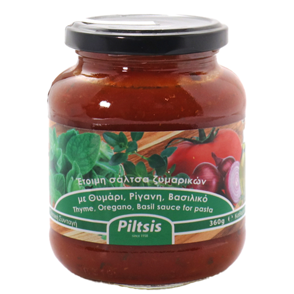 Piltsis Σάλτσα Ζυμαρικών 360gr - Θυμάρι & Ρίγανη & Βασιλικό