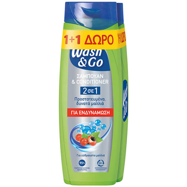 Wash & Go Men Shampoo 360ml (Fortifying) (1+1 Δώρο)