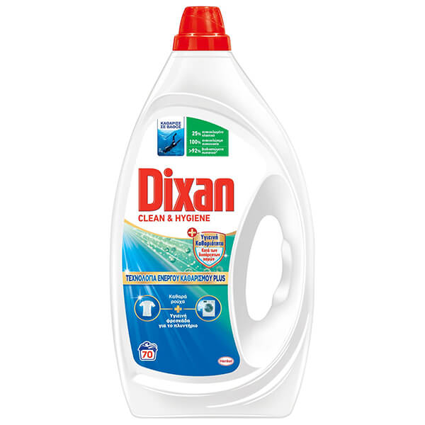 Dixan Υγρό Πλυντηρίου Gel 70μεζ. (3,315lt) Clean and Hygiene
