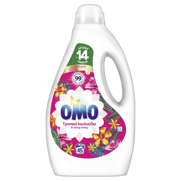 OMO Υγρό Πλυντηρίου 45μεζ. (2,25 lit) - Τροπικά Λουλούδια