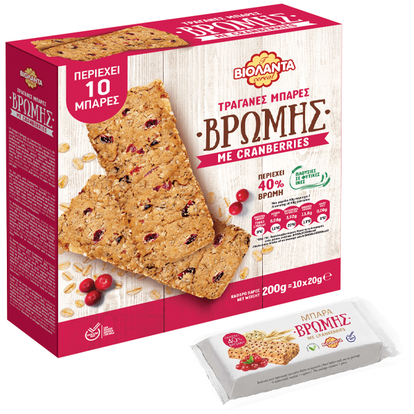Βιολάντα Μπάρες Βρώμης Cranberry 200gr (10x20gr)