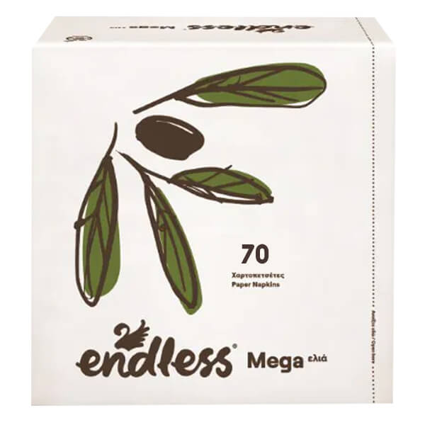 Endless Χαρτοπετσέτα Mega 70τεμ. (33x33cm) Ελιά