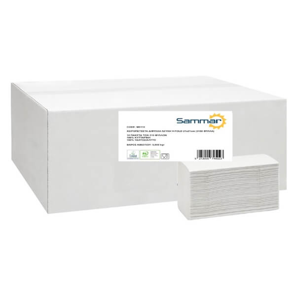Sam Χειροπετσέτα 2φ 21x21cm - 3150 Φύλλα Λευκή