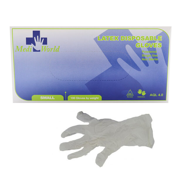 Γάντια Εξεταστικά Latex Powdered Medi-world 100τεμ Small