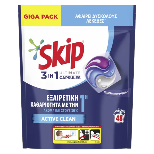 Skip Κάψουλες 48τεμ Trio 1013gr Active Clean