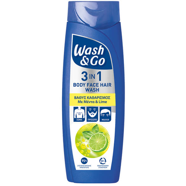 Σαμπουάν Wash and Go Men 3in1 360ml Mint and Lime 1+1 Δώρο