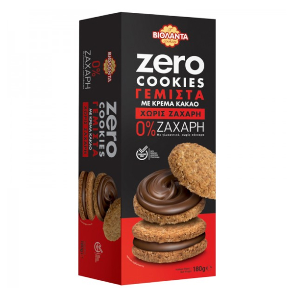 Βιολάντα Zero Cookies 0% Ζάχαρη Γεμιστά 180gr (Κρέμα Σοκολάτας)