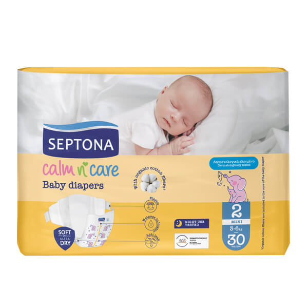 SEPTONA Calm N' Care Baby Diapers Υγρό No 2 (30τεμ.)