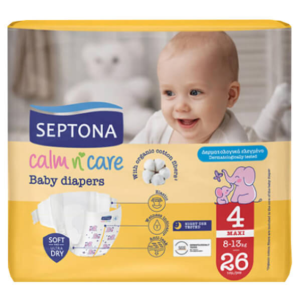 Septona Calm N' Care Baby Diapers Maxi No 4 (26τεμ.) - (8-13kg)