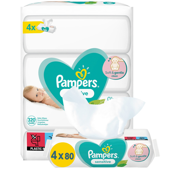 Pampers Μωρομάντηλα Sensitive 4x80τεμ.