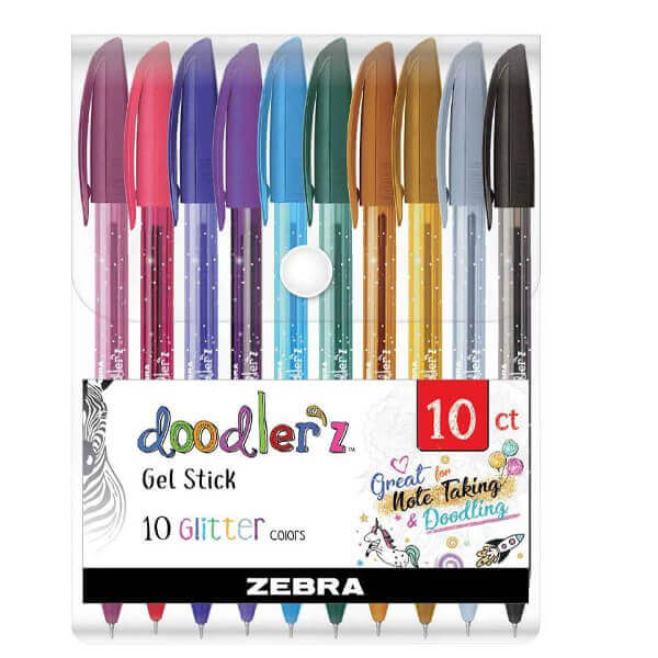 Zebra Στυλό Doodlerz Glitter Gel (10τεμ.) - Διαφορετικά Χρώματα