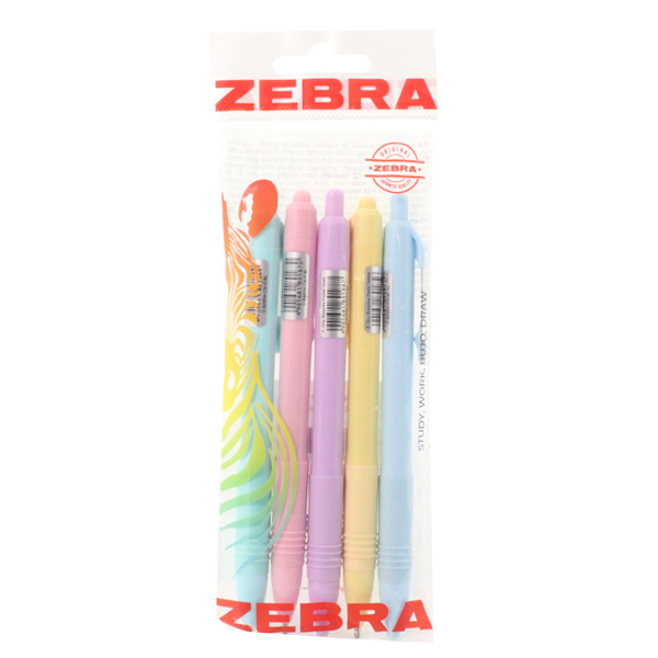 Zebra Ζ-Grip Pastel Στυλό (5τμχ) - Διαφορετικά Χρώματα