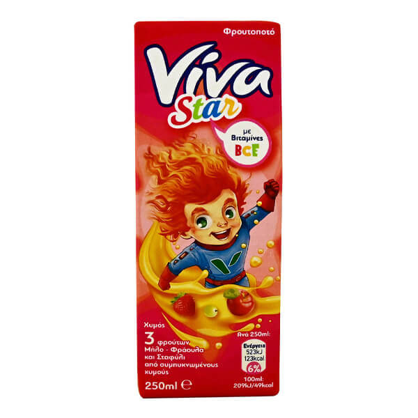 Viva Star 250ml Μήλο-Φράουλα-Σταφύλι Φρουτοποτό