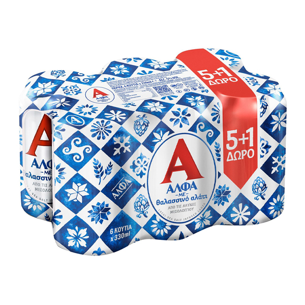 Άλφα Μπύρα Με Θαλασσινό Αλάτι Κουτί Vol 5% 6x330ml 5+1 Δώρο