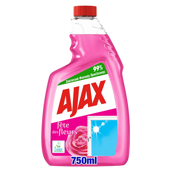 Ajax Καθαριστικό Τζαμιών Ανταλλακτικό Ρόδο Αυγής 750ml