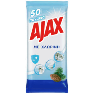 Ajax Υγρά Πανάκια Με Χλωρίνη 50τεμ