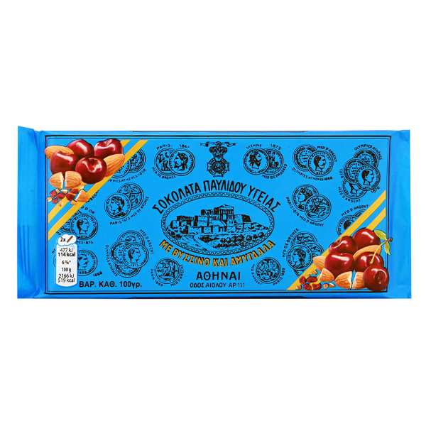 Παυλίδης Σοκολάτα Υγείας 100gr (Με Αμύγδαλα & Βύσσινο)