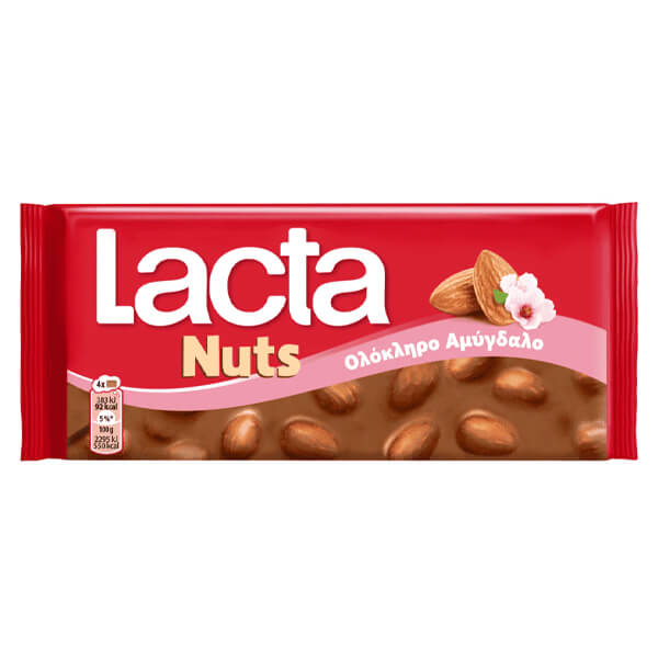 LACTA Σοκολάτα 100gr Ολόκληρα Αμύγδαλα