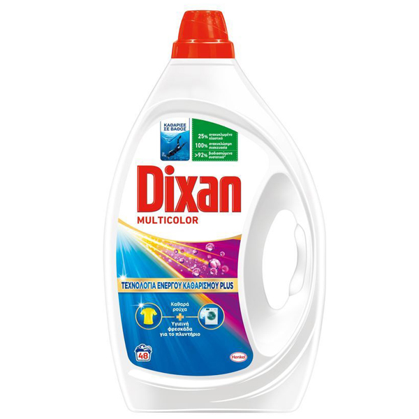 Dixan Υγρό Πλυντηρίου Gel 48μεζ. (2,16lt) Multicolor