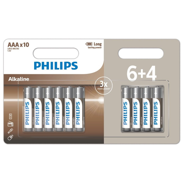 Philips Μπαταρία Αλκαλική AAA (6+4τεμ)