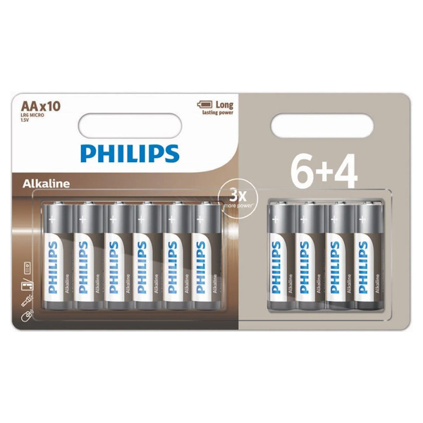 Philips Μπαταρία Αλκαλική AA (6+4τεμ)