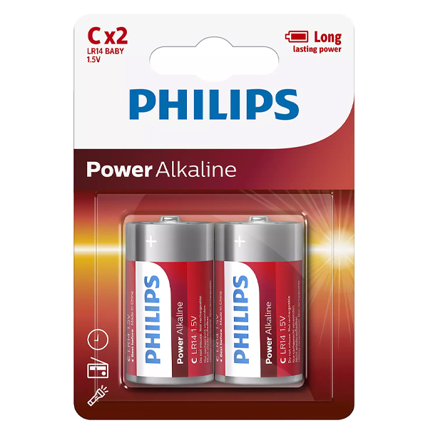 Philips Μπαταρία Αλκαλική C 2τεμ.