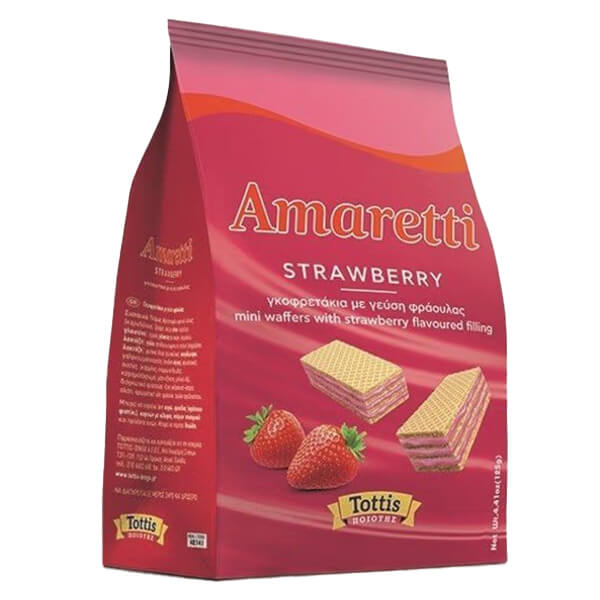 Bingo Amaretti Γκοφρέτα 125gr Φράουλα Σακούλα