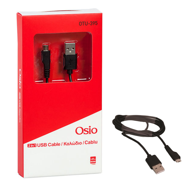 Osio Καλώδιο Φόρτισης και Συγχρονισμού Micro Usb σε Usb (1,2m) - Μαύρο