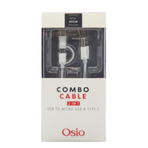 Osio Καλώδιο Φόρτισης και Συγχρονισμού από USB σε Micro & Type C (1m) - Λευκό