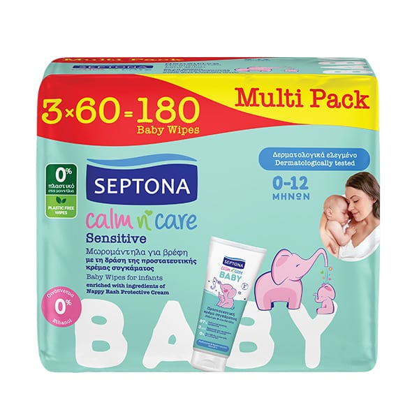 Septona Μωρομάντηλα Calm N' Care (3x60τεμ.) Sensitive