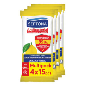 Septona Υγρά Μαντηλάκια (4x15τεμ.) - Λεμόνι