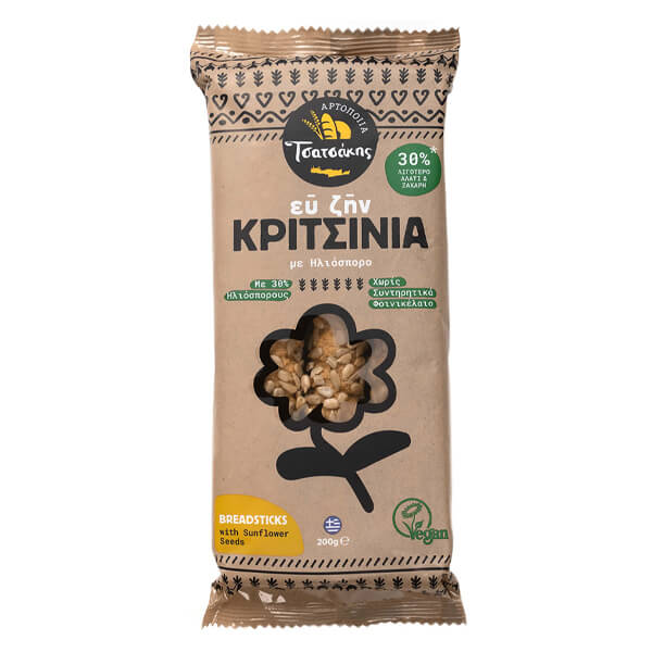 ΤΣΑΤΣΑΚΗΣ ΕΥ ΖΗΝ Κριτσίνια 200gr (Με Ηλιόσπορο & 30% Λιγότερη Ζάχαρη και Αλάτι)