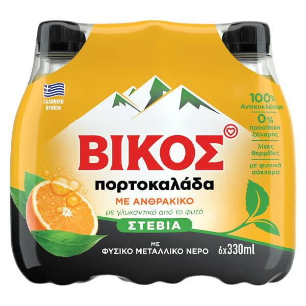 Βίκος Πορτοκαλάδα Stevia (6x330ml)