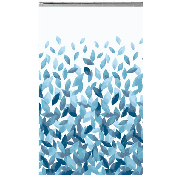 Κουρτίνα Μπάνιου Leafs 180x200 - 100% Polyester (Μπλε)