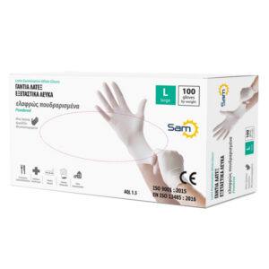 Sam Γάντια Latex Ελαφρώς Πουδραρισμένα Λευκά 100τεμ. Large
