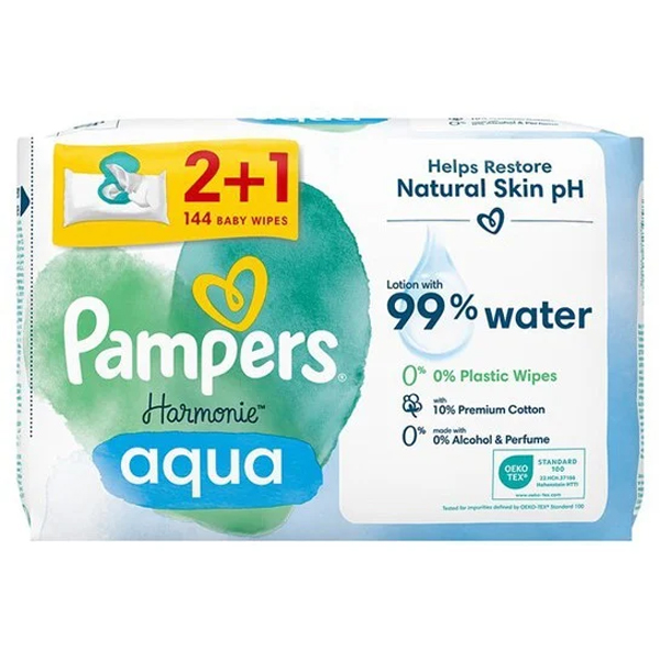 Pampers Μωρομάντηλα Harmonie Aqua 3x48τεμ 2+1