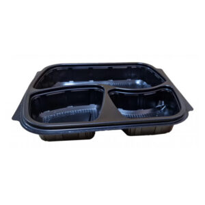 Σκεύος Φαγητού Μαύρο 3 Θέσεων 24x21x4cm 50τεμ. LUX PLAST
