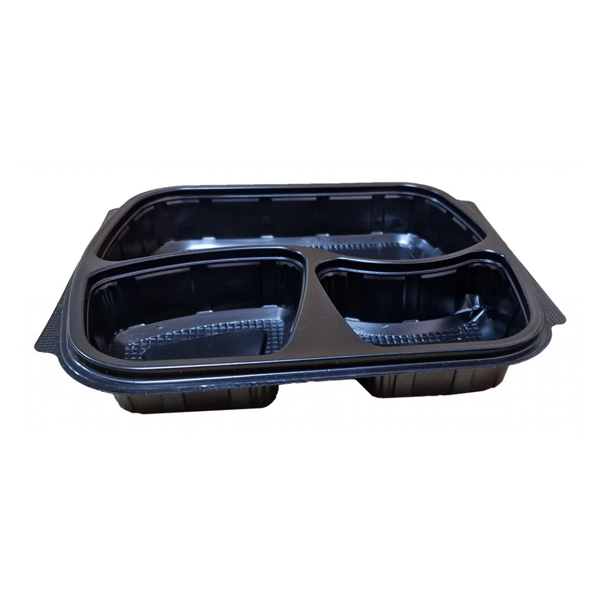 Σκεύος Φαγητού Μαύρο 3 Θέσεων 24x21x4cm 50τεμ. LUX PLAST