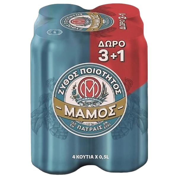 Μάμος Μπύρα Κουτί vol 5% (4x500ml) - (3+1 Δώρο)