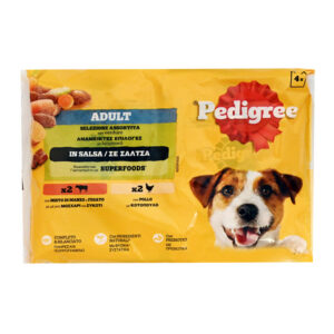 Pedigree Σκυλοτροφή Φακελάκι 4x100gr (Μοσχάρι & Συκώτι & Λαχανικά)
