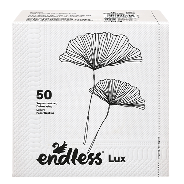 Endless Χαρτοπετσέτα Lux 50τεμ. 33x33cm Λευκή