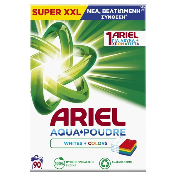 Ariel Σκόνη Πλυντηρίου Ρούχων 90μεζ. (5,85kg) - Whites & Colors
