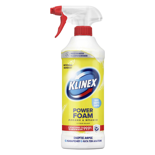Klinex Spray Power Foam 435ml Φρεσκάδα Λεμονιού - (Λεκάνη και Μπάνιο)